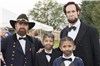 Young Chautauquans pose with Lincoln and Grant